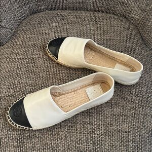 Tory Burch Black and Cream Espadrilles
